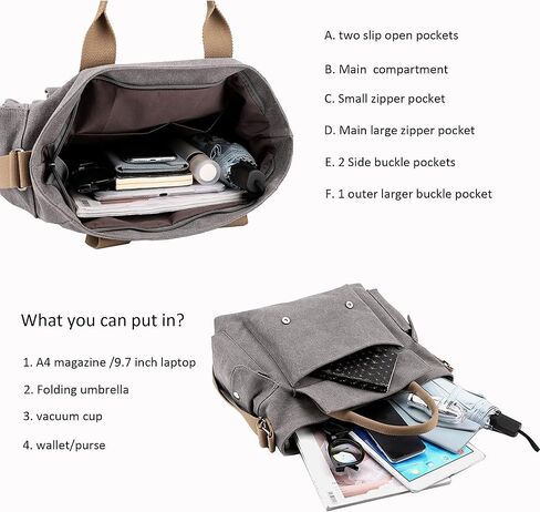 Canvas Messenger Bag Vintage Crossbody Shoulder Hobo Bag with Pockets Unisex Medium Size Tote Purse in Kuwait