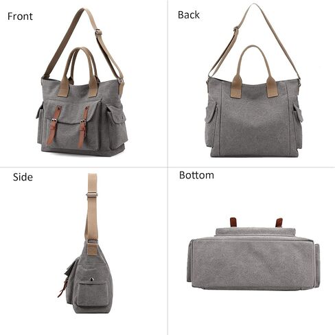 Canvas Messenger Bag Vintage Crossbody Shoulder Hobo Bag with Pockets Unisex Medium Size Tote Purse in Kuwait