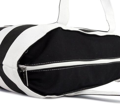 DALIX Striped Beach Bag Tote Bags Canvas Personalized Black Ballent Letter A - Z in Saudi Arabia