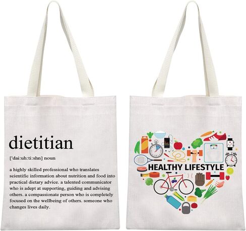 Dietitian Canvas Tote Bag Shopping Bag Nutritionist Gift RD Registered Dietitian Gifts Dietitian Graduation Gift in Kuwait