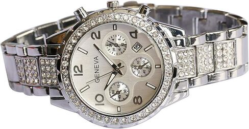 Unisex Diamond Watches Men and Women Fashion Rose Gold Silver Stainless Steel Calendar Quartz Watch in Saudi Arabia