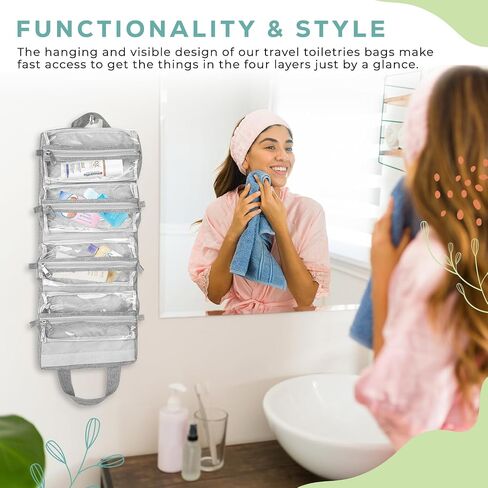 4-in-1 Hanging Toiletry bag - Roll-Up Makeup Bag - 4 Detachable PVC Zip Pouches – 600D Oxford Fabric, Versatile Travel Toiletry Organizer Bag - Makeup, Cosmetics, First Aid, Medicine Personal Care,… in Saudi Arabia