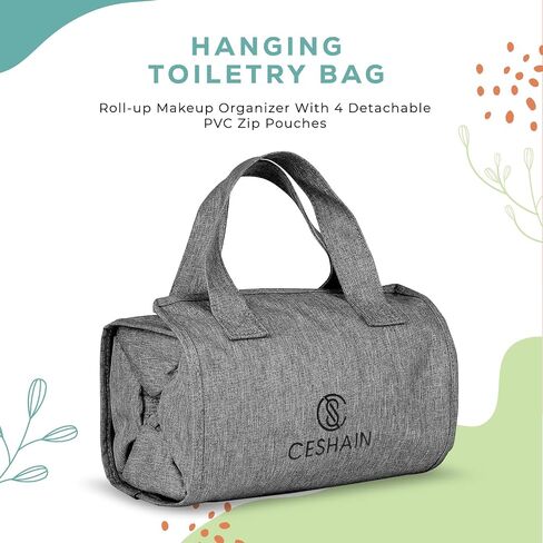 4-in-1 Hanging Toiletry bag - Roll-Up Makeup Bag - 4 Detachable PVC Zip Pouches – 600D Oxford Fabric, Versatile Travel Toiletry Organizer Bag - Makeup, Cosmetics, First Aid, Medicine Personal Care,… in Saudi Arabia