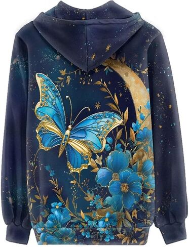 Hinthetall Women's Zip Up Long Sleeve Oversized Drawstring Hoodie Hooded Sweatshirt Pullover Top with Pockets in Kuwait