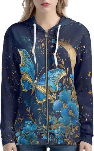 Hinthetall Women's Zip Up Long Sleeve Oversized Drawstring Hoodie Hooded Sweatshirt Pullover Top with Pockets in Kuwait