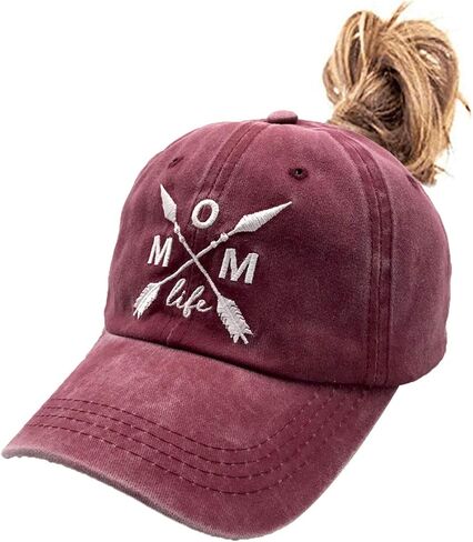 قبعة LOKIDVE Mom Life Arrow على شكل ذيل حصان، قبعة بيسبول متوترة ذات كعكة عالية in Kuwait