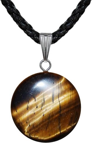 مجموعة سيليستيال - قرص دائري 20 ملم على شكل قمر كامل - عين النمر، بني ذهبي - سلك قابل للتعديل - اسود، ستانلس ستيل، كوارتز دروزي in Kuwait