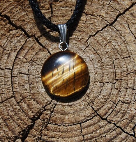 مجموعة سيليستيال - قرص دائري 20 ملم على شكل قمر كامل - عين النمر، بني ذهبي - سلك قابل للتعديل - اسود، ستانلس ستيل، كوارتز دروزي in Kuwait