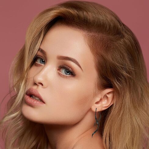 أقراط KWUNCCI حلزونية، 18 جرام أقراط مصنوعة يدويًا من الفولاذ المقاوم للصدأ للنساء، أقراط متدلية خطية ملتوية من خلال سحب من خلال أقراط فضية وذهبية متدلية مجوهرات للنساء in Kuwait