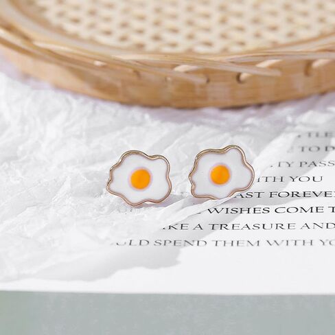 Cute Fried Egg Stud Earrings Funny Gold Plated Poached Egg Dangle Earrings for Women Girls Kitchen Cooking Statement Jewelry Gifts in Saudi Arabia