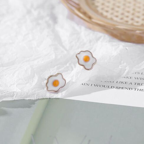 Cute Fried Egg Stud Earrings Funny Gold Plated Poached Egg Dangle Earrings for Women Girls Kitchen Cooking Statement Jewelry Gifts in Saudi Arabia