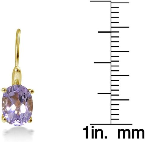 Yellow Gold Flashed Sterling Silver Genuine, Created and Simulated 8x6mm Oval Leverback Earrings in Kuwait