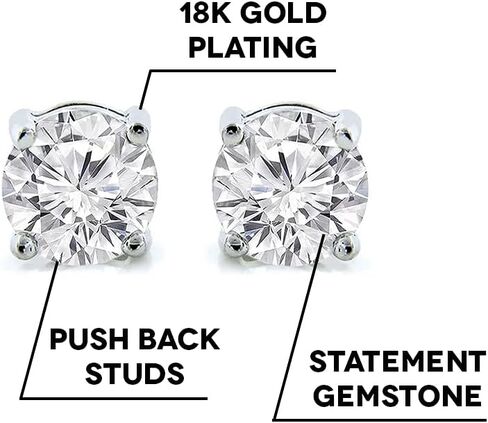 Cate & Chloe 2Ct. أقراط بيونسيه فضية مرصعة بحجر كريم، مجموعة أقراط فضية كبيرة دائرية رائعة مرصعة بالكريستال للنساء، مجوهرات نسائية in Kuwait