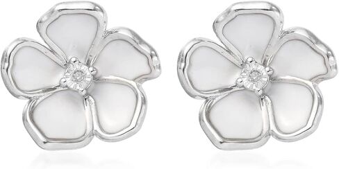 Shop LC 925 Sterling Silver Platinum Plated Round Diamond Flower Stud Solitaire Earrings Fashion April Birthstone Jewelry Gifts for Women in Kuwait