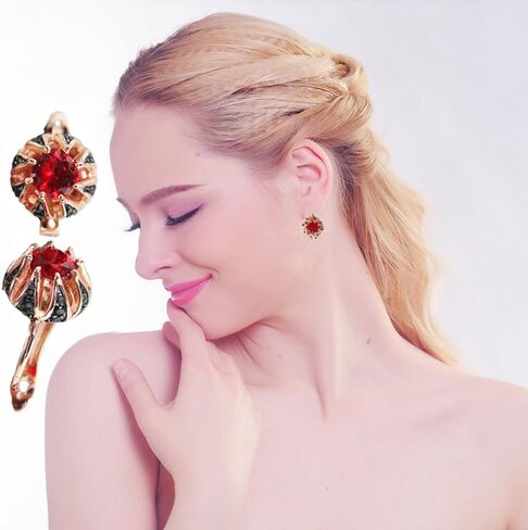 أقراط نسائية روسية حقيقية 925 من الفضة الإسترليني مطلية بالذهب الوردي أقراط ديامونيك تشيكوسلوفاكيا أفضل الهدايا للنساء والفتيات in Kuwait