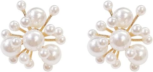 Fire Flower Pearl Earrings Cluster Pearl Drop Dangle Earrings Fashion Pearl Eardrop for Women Girl Elegant Jewelry in Saudi Arabia