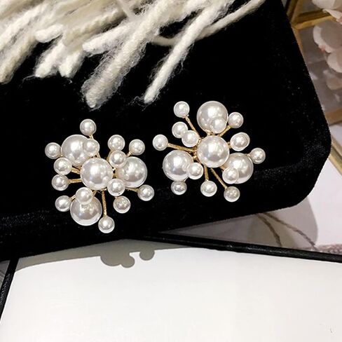 Fire Flower Pearl Earrings Cluster Pearl Drop Dangle Earrings Fashion Pearl Eardrop for Women Girl Elegant Jewelry in Saudi Arabia