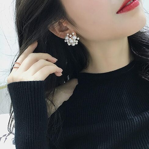Fire Flower Pearl Earrings Cluster Pearl Drop Dangle Earrings Fashion Pearl Eardrop for Women Girl Elegant Jewelry in Saudi Arabia