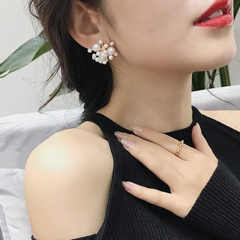 Fire Flower Pearl Earrings Cluster Pearl Drop Dangle Earrings Fashion Pearl Eardrop for Women Girl Elegant Jewelry in Saudi Arabia
