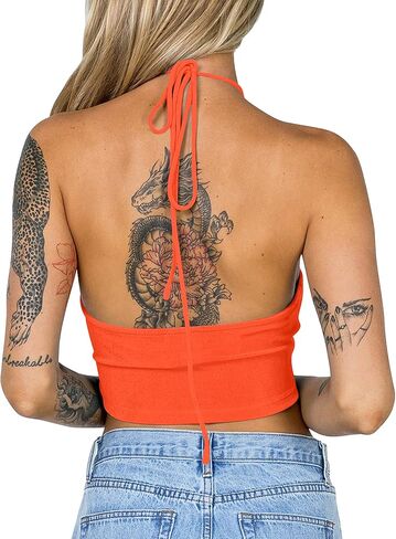 قميص قصير نسائي مثير متقاطع بأربطة من Mokoru بدون ظهر in Kuwait