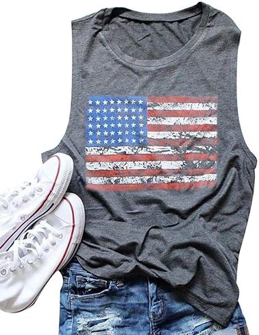 Barlver Women's American Flag Camo Sleeveless Tank Tops 4th of July Racerback Bowknot Stripes Patriotic T Shirts in Saudi Arabia