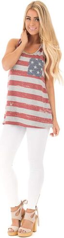 Barlver Women's American Flag Camo Sleeveless Tank Tops 4th of July Racerback Bowknot Stripes Patriotic T Shirts in Saudi Arabia