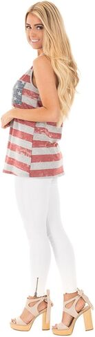 Barlver Women's American Flag Camo Sleeveless Tank Tops 4th of July Racerback Bowknot Stripes Patriotic T Shirts in Saudi Arabia
