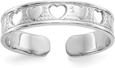 Solid 14k White Gold Hearts Toe Ring Adjustable, Metal in Saudi Arabia