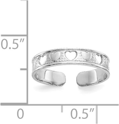 Solid 14k White Gold Hearts Toe Ring Adjustable, Metal in Saudi Arabia
