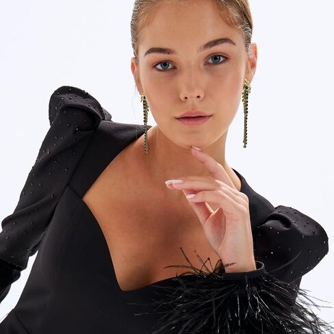 اقراط متدلية مرصعة باحجار الراين على شكل ورقة شجر للنساء والفتيات، اقراط بشراشيب لامعة، اقراط انيقة بتصميم شلال زركونيا مكعب لحفلات الزفاف والحفلات الراقصة، زنك، زركونيا مكعب in Kuwait