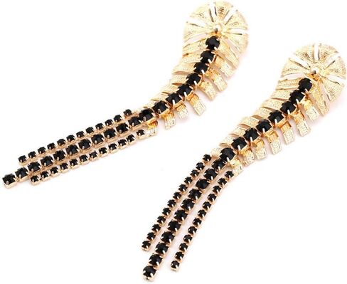 اقراط متدلية مرصعة باحجار الراين على شكل ورقة شجر للنساء والفتيات، اقراط بشراشيب لامعة، اقراط انيقة بتصميم شلال زركونيا مكعب لحفلات الزفاف والحفلات الراقصة، زنك، زركونيا مكعب in Kuwait