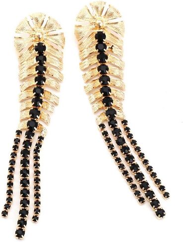 اقراط متدلية مرصعة باحجار الراين على شكل ورقة شجر للنساء والفتيات، اقراط بشراشيب لامعة، اقراط انيقة بتصميم شلال زركونيا مكعب لحفلات الزفاف والحفلات الراقصة، زنك، زركونيا مكعب in Kuwait