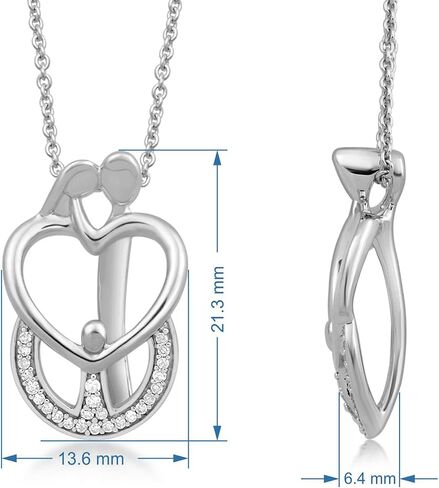 Jewelili Sterling Silver or Rose or Yellow Gold Over Silver 1/10 Cttw Diamonds Parents with Children Pendant Necklace 18 Inch Cable Chain in Saudi Arabia