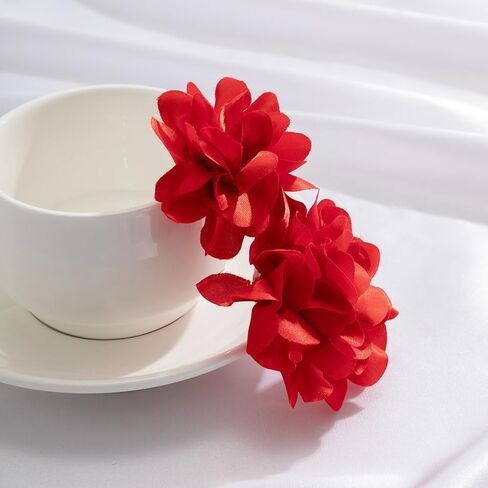 Fashion Bohemian Big Flower Earrings Fabric Flower Dangle Drop Earrings Large Fabric Flower Earrings for Women Girls Wedding Party Jewelry Accessories in Kuwait