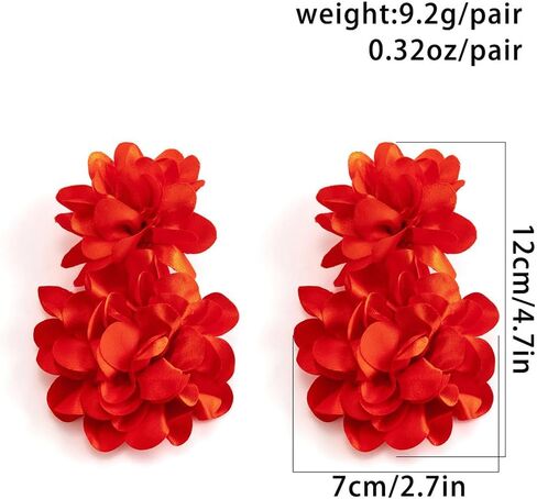 Fashion Bohemian Big Flower Earrings Fabric Flower Dangle Drop Earrings Large Fabric Flower Earrings for Women Girls Wedding Party Jewelry Accessories in Kuwait
