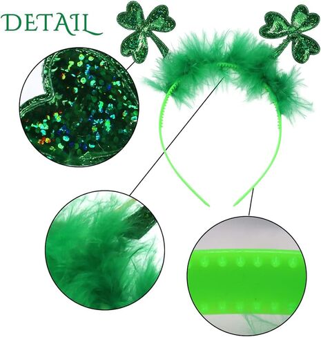 Kistreao St. Patrick's Headband Shamrock Hair Band Sparkle Clover Hair Accessories for Girls Women St. Patrick's Day Party Gift in Kuwait
