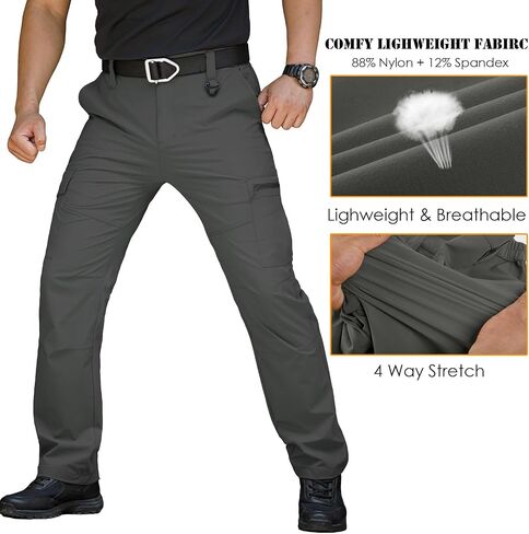 MANSDOUR Men's Lightweight Hiking Pants Quick Dry Water Resistant Tactical Work Outdoor Fishing Cargo Trousers in Saudi Arabia