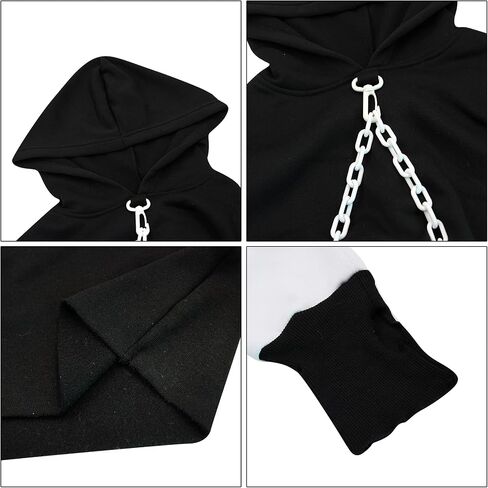 RARITYUS Women Sexy Off Shoulder Gothic Punk Lace Hoodie Crop Top Long Sleeve Bandage Sweatshirt for Rave Halloween Costume in Saudi Arabia