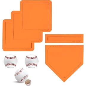 Baseball & Softball 5 Piece Base Set + 5 Piece Plastic Training Balls - Improve Power and Agility