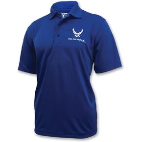 Armed Forces Gear Men's US Air Force Performance Polo - Official Licensed United States AIr Force Shirts for Men (Royal)