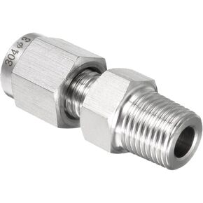 YOKIVE Compression Tube Fitting, Stainless Steel Connector with Double Ferrule (1/8 NPT Male x 3" Tube OD)