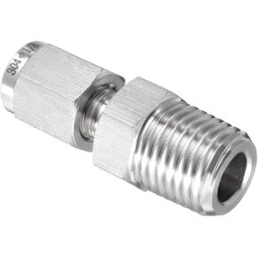 YOKIVE Compression Tube Fitting, Stainless Steel Connector with Double Ferrule (1/4 NPT Male x 1/8" Tube OD)