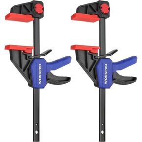 WORKPRO 6" Bar Clamps for Woodworking 2-Pack, Quick-Release Wood Clamps/Spreader Light Duty, One Hand F Clmaps 150 LBS Load Limit, Ideal for Woodworking and DIY Projects