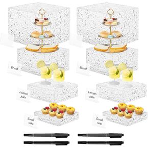 8 قطع من رافعات البوفيه الأكريليك من yeesport، رافعات تقديم الطعام من الحبوب المموجة مع لافتات وأقلام تحديد، حوامل عرض لطاولة البوفيه، صناديق مكعبات الطعام ذات قاعدة مجوفة، رافعات التعشيش، 5 بوصات/6 بوصات/7 بوصات/8 بوصات in Kuwait