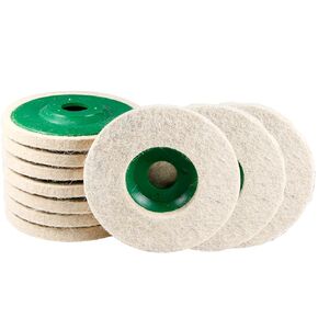 Utoolmart 10 Pcs 4 Inch Wool Felt Polishing Wheel Disc, Wool Polishing Wheel Disc for 100 Angle Grinder, Buffing Polishing Wheel Arbor 5/8" for Marble Stone Ceramic Glass Furniture
