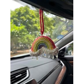 Cute Car Accessories Mirror Hanging Rainbow after the Rain,car Teens Interior Rear View Mirror for Women,Car Pendant,Car Interior Accessories Decorations (H,Hanging Rainbow)