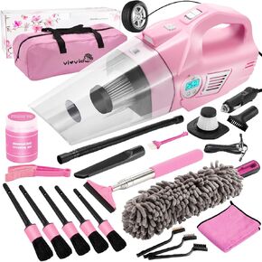 Car Interior Detailing Kit, Pink Car Washing Kit Tools with Soft Bristles Detailing Brush Set, Car Wash Mitt Scratch Free, Car Cleaning Supplies Kit, Complete Car Care Kit, Cleaning Gel