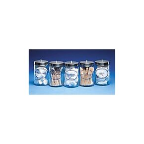 Dukal TEC 4011 Tech-Med Clear Plastic Sundry Jars, Blue Imprint, Plastic Lids, 6-1/2"H x 4-1/4" Dia (Pack of 5)