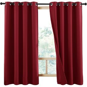 NICETOWN 100% Blackout Warm Curtain Panels for Winter, Thermal Insulated Lined Curtains for Nursery Room, Noise Reducing and Cold Blocking Drapes for Kis' Room Windows (Set of 2, Sea Teal, W42 x L63)
