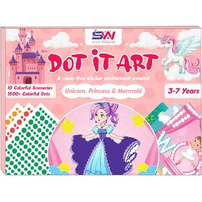 Sticky Wonders Princess, Unicorns and Mermaids Ultimate Stickers Dot Art Activity Kit for Kids - 10 Colorful Scenes for Creative Fun, Ideal for Girls Ages 3 4 5 6 7, Mess-Free Craft Activity